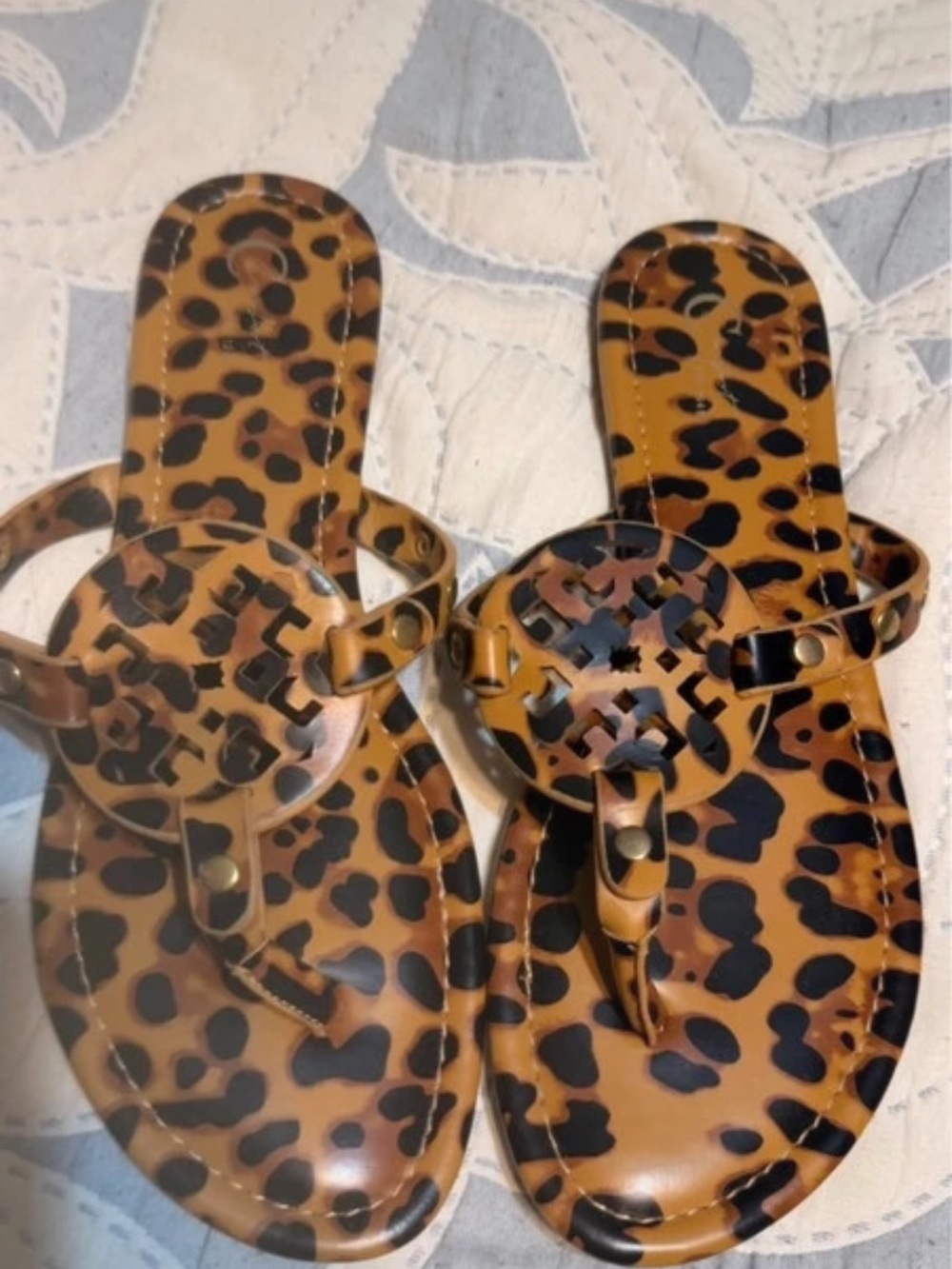 Cato Leopard Print Thong Sandals - Brown and Black